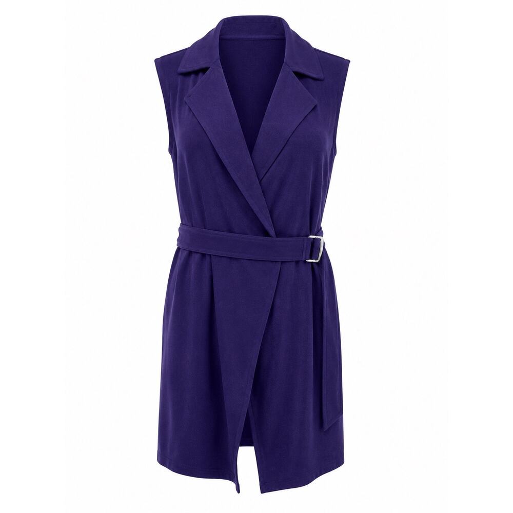 Travelers by Chico’s Purple Sleeveless Wrap Vest Small Belted Stretch Travel